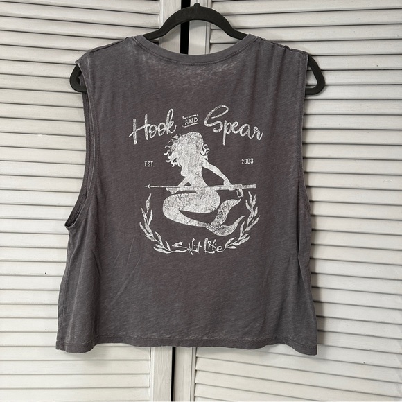 Salt Life mermaid Graphic Crop Tank- Gray - Picture 1 of 3